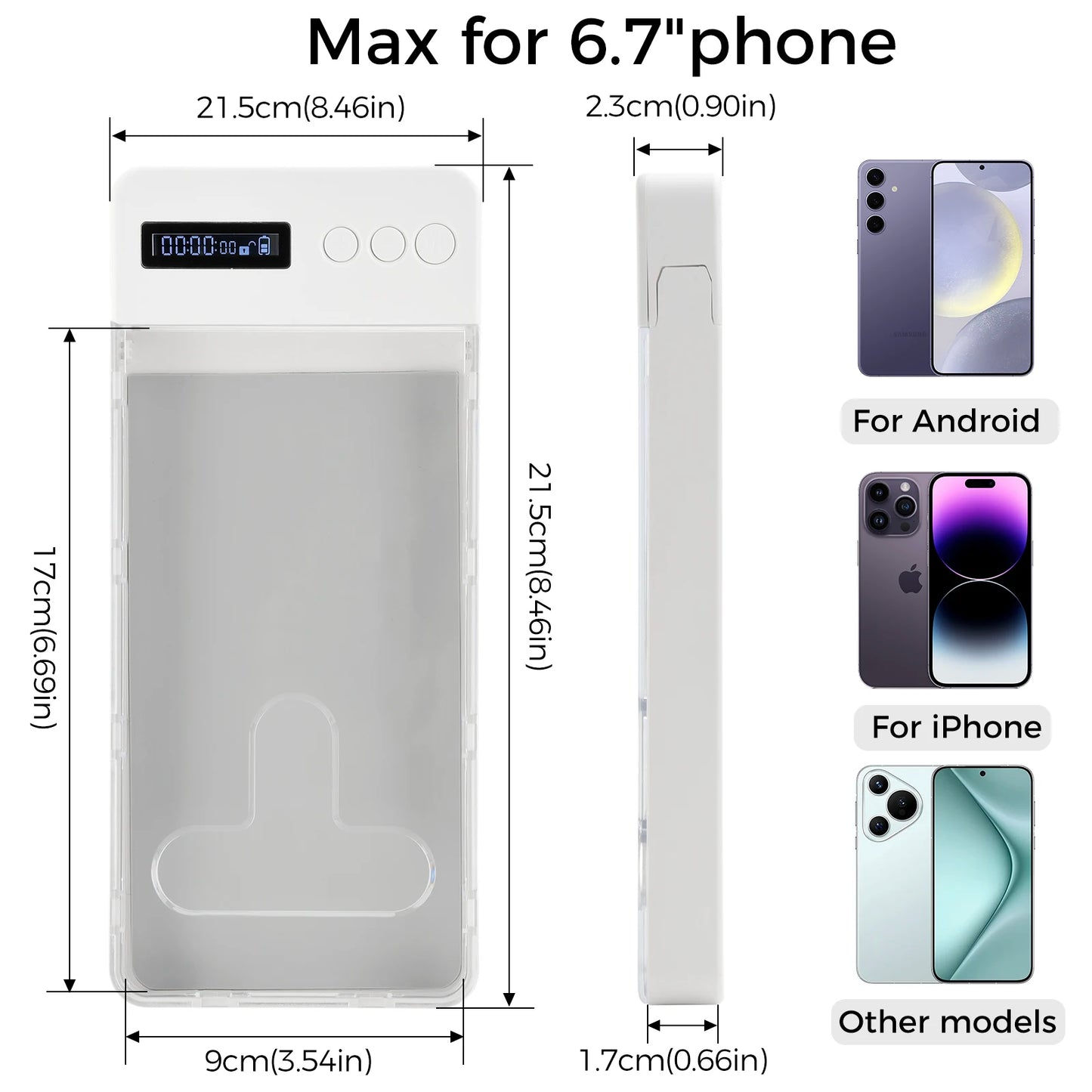 Transparent Phone Lock Box with Timer LCD Display T-Shaped Opening Phone Box Phone Locker Adults Students Self-Discipline Tools