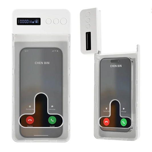 Transparent Phone Lock Box with Timer LCD Display T-Shaped Opening Phone Box Phone Locker Adults Students Self-Discipline Tools