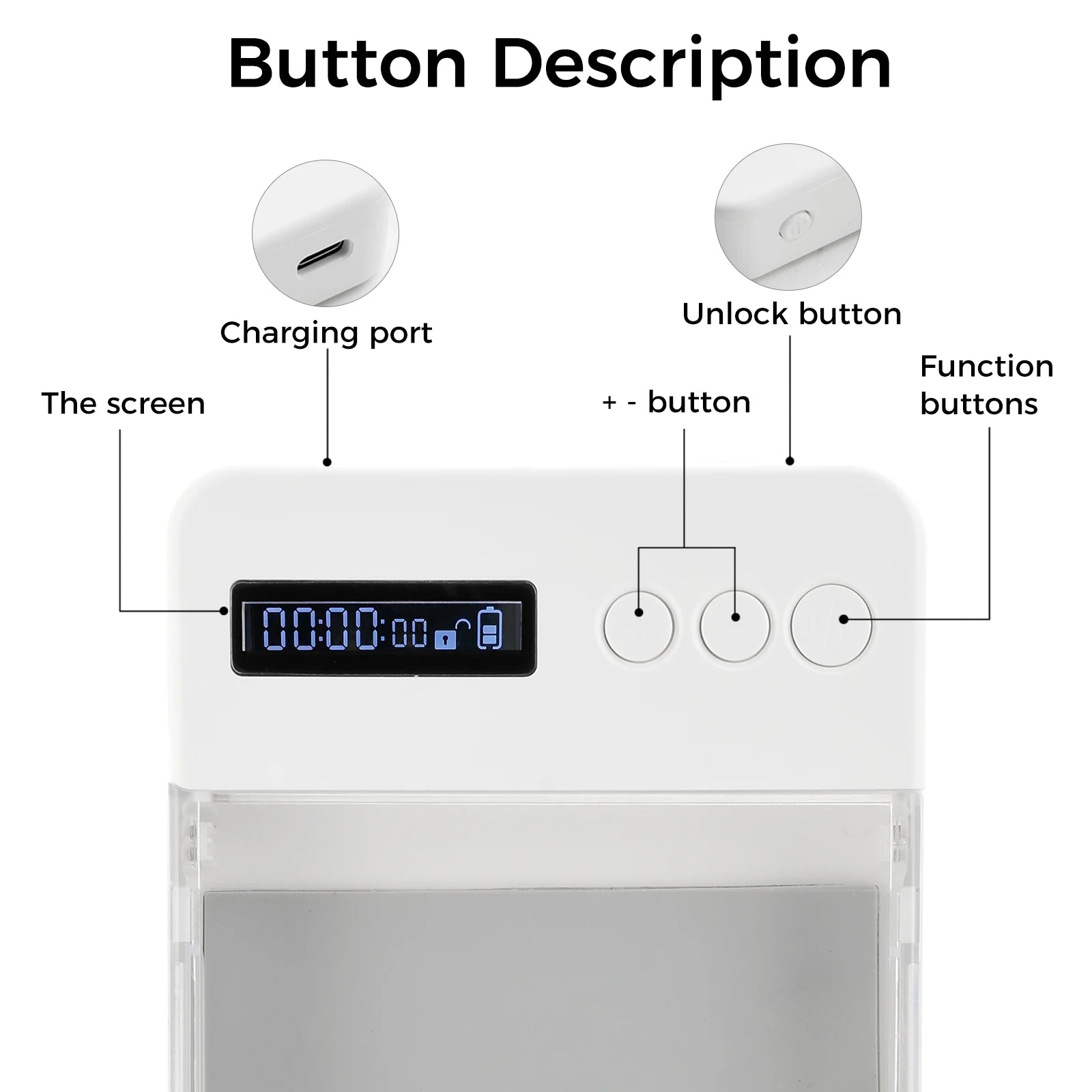 Transparent Phone Lock Box with Timer LCD Display T-Shaped Opening Phone Box Phone Locker Adults Students Self-Discipline Tools