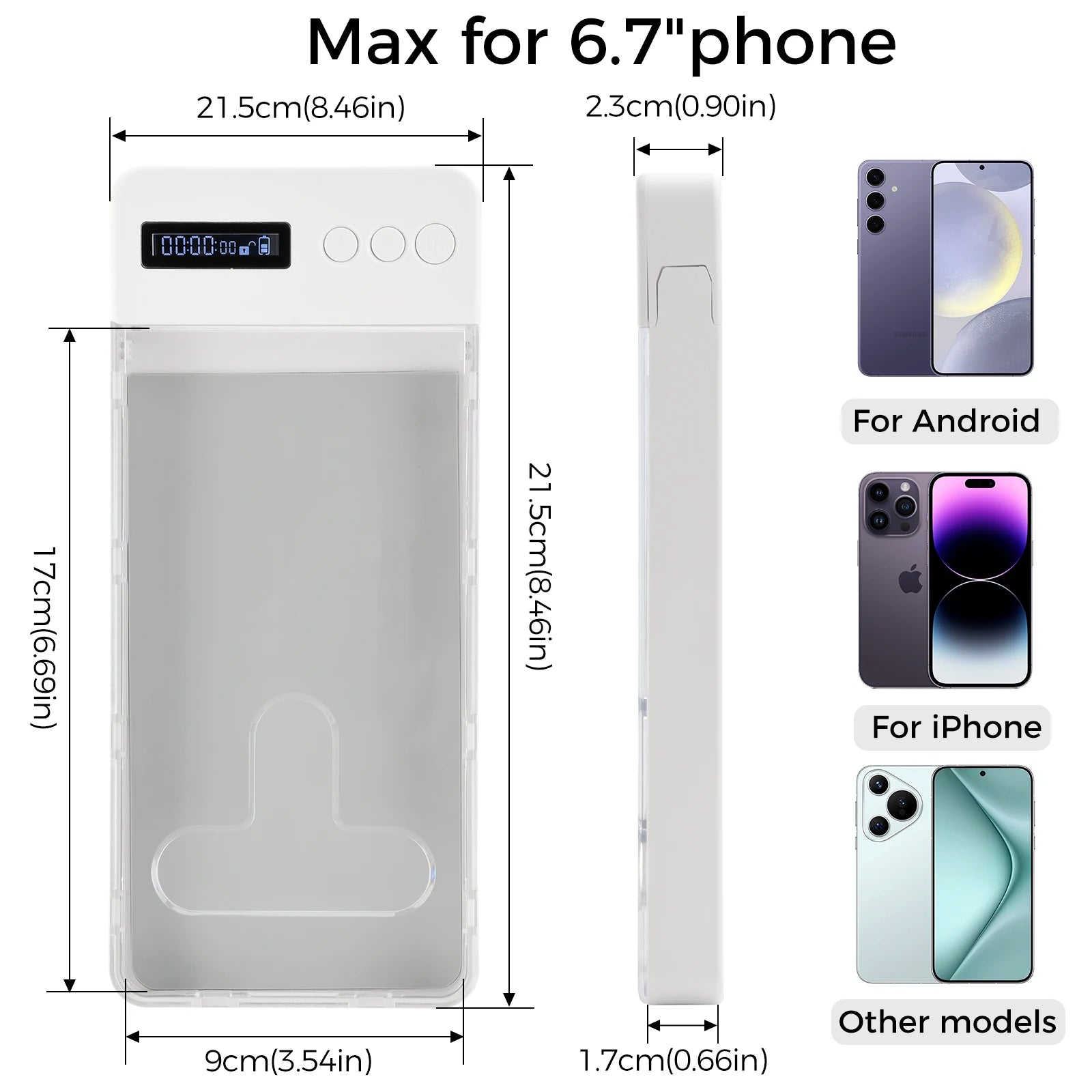 Transparent Phone Lock Box with Timer LCD Display T-Shaped Opening Phone Box Phone Locker Adults Students Self-Discipline Tools