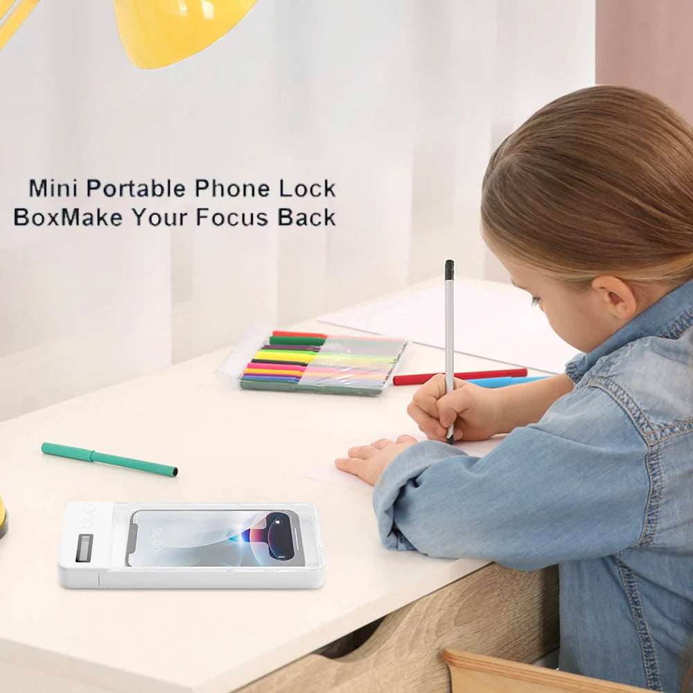 Transparent Phone Lock Box with Timer LCD Display T-Shaped Opening Phone Box Phone Locker Adults Students Self-Discipline Tools