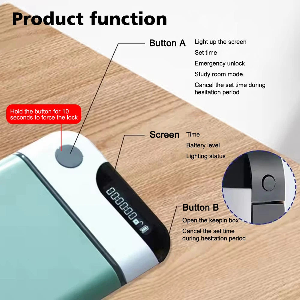 The Portable Mobile Phone Lock Box Self-Regulating Timed Smart Phone Lock Case Self-Discipline Keepin Box Limit Cell Phones Use